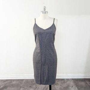 Gap Wool V Neck Open Back Leather Straps Dress Gray 8 fall 90s 2000s retro